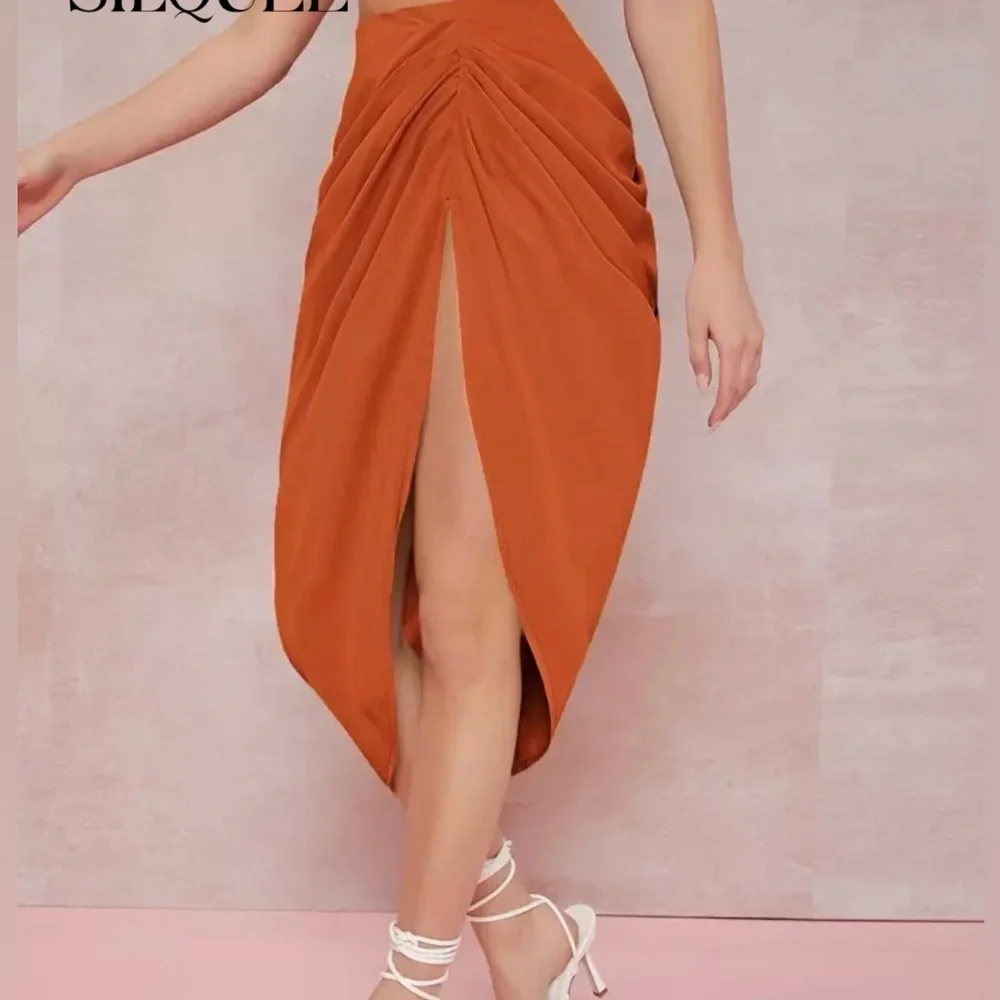 Orange High Slit Skirt - Picture 3 of 5